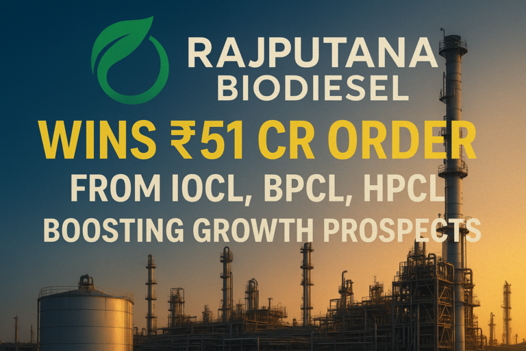 Big Win for Energy and Oil & Gas Stock: Secures ₹51 Cr Order from IOCL, BPCL, HPCL 5 Rajputana Biodiesel wins ₹51 crore order from IOCL, BPCL, HPCL — stock surges with strong growth prospects in FY26