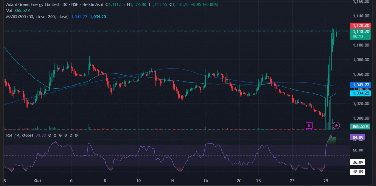 Why Did Adani Green Energy Share Price Jump 14% in a Single Day? 2 Adani green energy share price performance