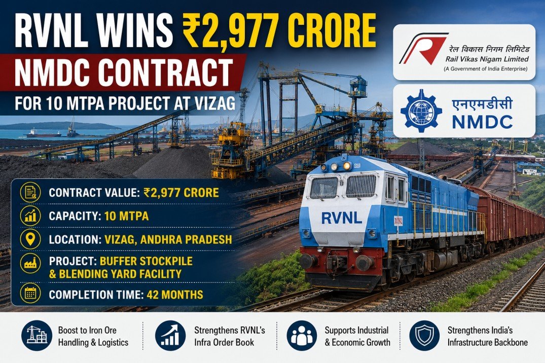 RVNL Bags ₹2,977 Crore NMDC Order for Vizag Project; PSU Infra Giant Expands Beyond Railways 1 Rvnl secures ₹2,977 crore contract
